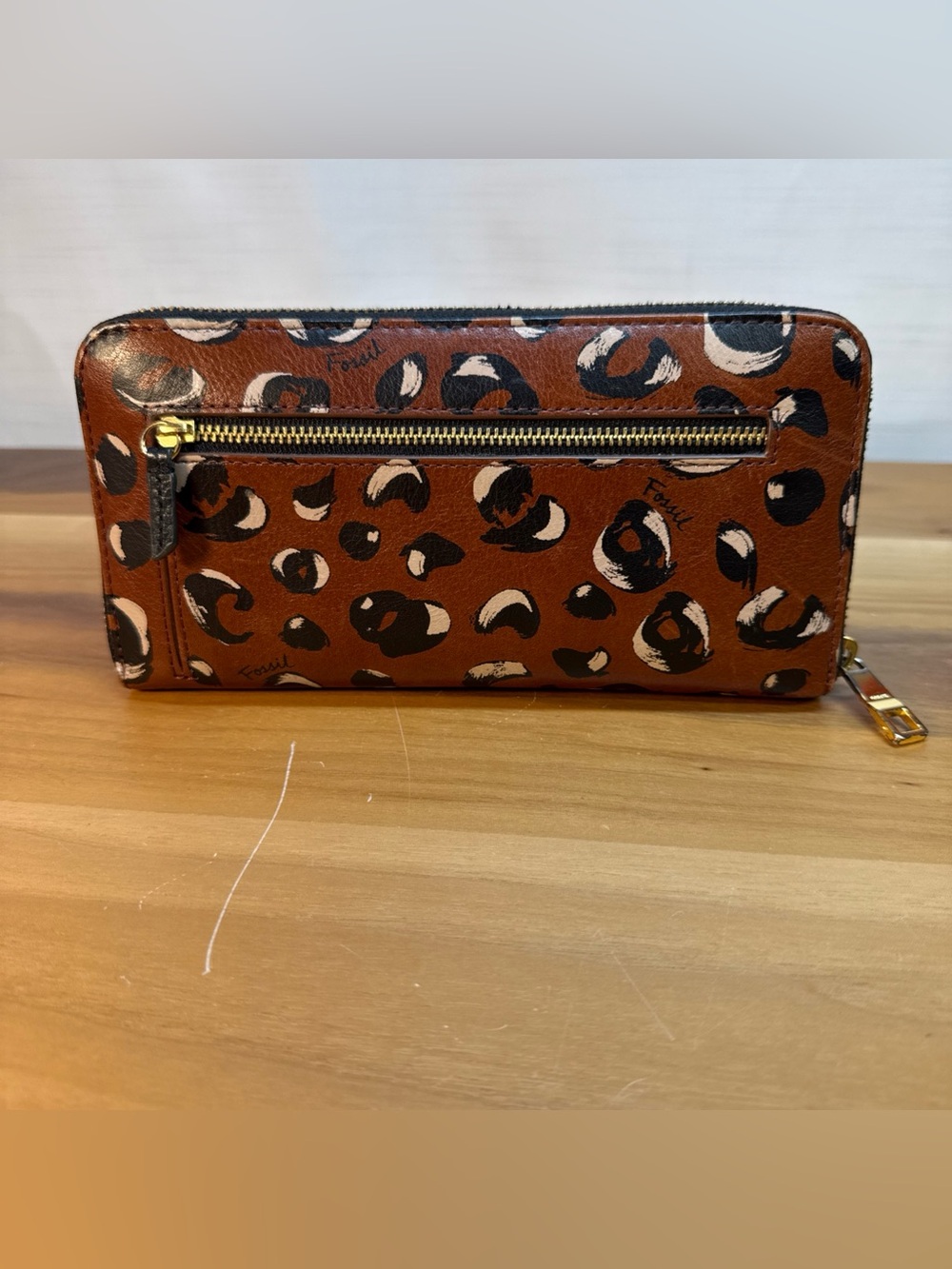 Fossil Women's Sydny Leather Zip around Wallet Cheetah Cow Hide Animal Print - Picture 5 of 16